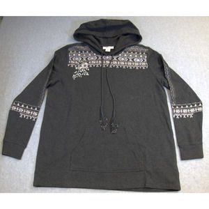 Style & Co. Pullover hoodie long sleeved embroidered with tassel pulls size M